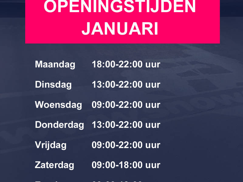 Openingstijden januari